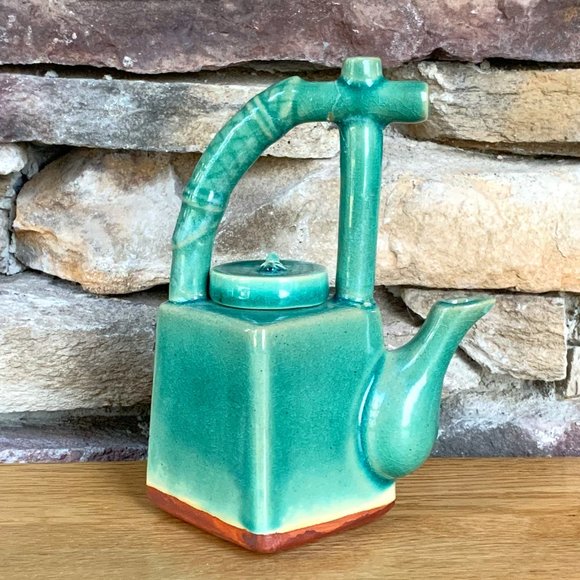 VTG Asian Teapot Ceramic Bamboo Tea Pot - Picture 7 of 13